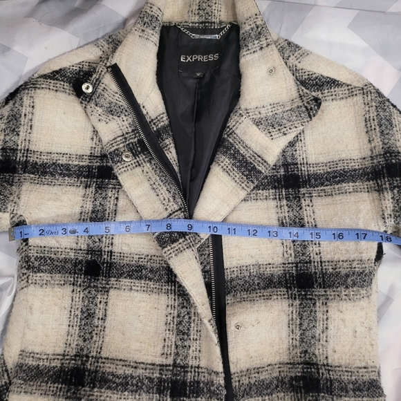 Black and Cream Checkered Coat, Express - Picture 7 of 8